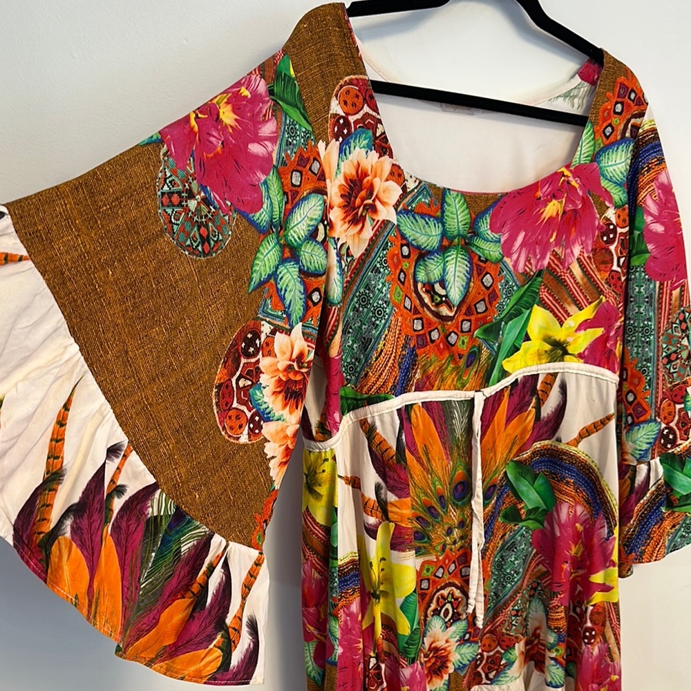 Brown Bell Sleeve Scoop Neck Sundress - Picture 2 of 4
